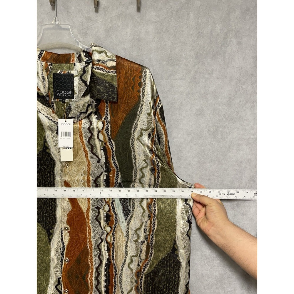 NWT Coogi Shirt Men 4XL Multi Silk Satin Printed Ultra Lightweight Vibrant Luxe - Picture 3 of 9